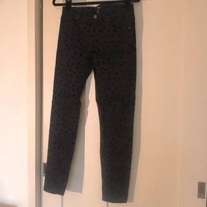 Black pants with velvet black dots